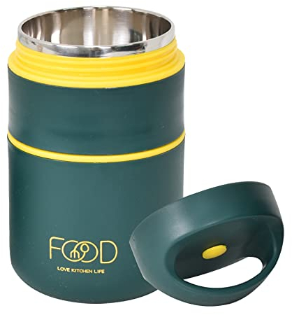 Volumoon Thermobehälter für Essen, 680ml Edelstahl Warmhaltebehälter, Essensbehälter, Thermo Lunchbox Kinder, Isolierter Speisegefäß, Thermoskanne Auslaufsicher, Joghurtbecher, Müslibecher to go, Grün