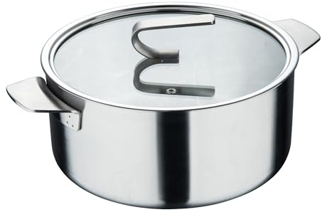 MasterPro SIGMA - Casseruola grande con coperchio 9,2L 28x15 cm in acciaio inox - multistrato - manico resistente - indicatore interno - adatta a varie fonti di calore