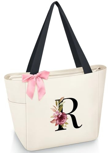 Vavabox Handtasche Damen A-Z mit Buchstabe - Geschenke für Frauen | Personalisierte Schultertasche mit Reissverschluss für Arbeit Uni Schule, Geburtstagsgeschenk für Freundin Braut Mädchen