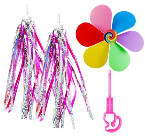 XMNIVATE 1 Pair Of Bicycle Streamers, 1 Bicycle Windmill, Bicycle Tassel Charm, Bicycle Accessories, Decorative Bicycle Streamers