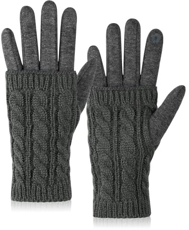 Becellen Gants Femme Hiver, 2 en 1 Thermique Gants Ecrans Tactiles Élégante Gants Chauds avec Gants sans Doigts Amovibles