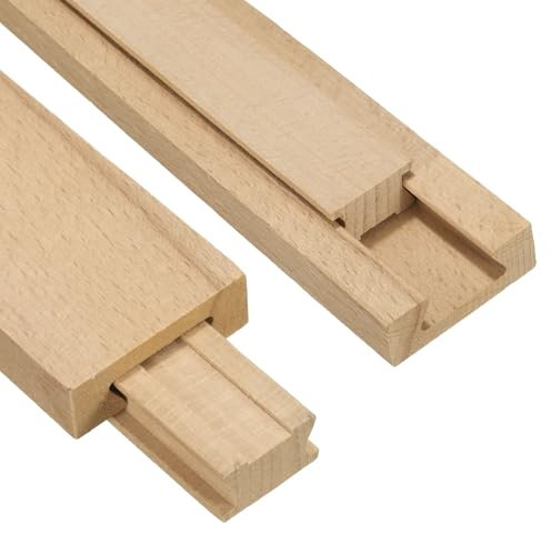 sourcing map 4 Set Wooden Drawer Slides, 11-7/8 (30 CM) Classic Wood Center Guide Track with Slide Glide Bracket, Wood Drawer Glides Bottom Rails Replacement Kit