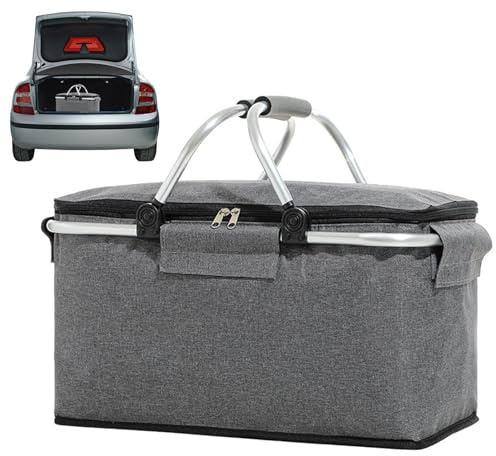 Tragbare Kühltasche, Einkaufskorb Isolierter, Faltbare Einkaufstüte Kühltasche Korb,Tragbarer Picknicktasche Mit Deckel, Kühltasche EinkaufsköRbe Picknickkorb, Für Büro Camping Picknick