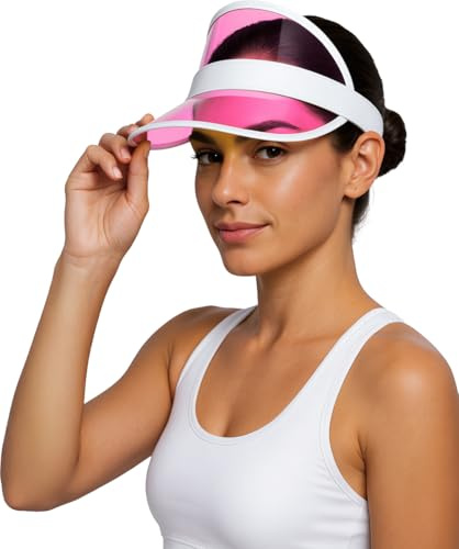FIESTAS GUIRCA Transparente Mütze, Rosa, Kostümzubehör für Partys der 80er Jahre und Sportveranstaltungen, ideal für Erwachsene, Unisex, Rosa