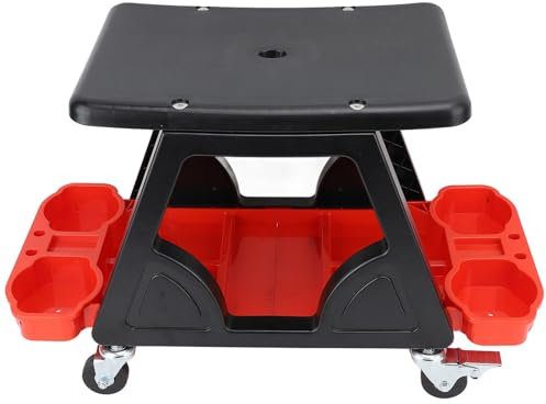 Fockety Mechanikerhocker, Werkstatthocker mit Rollen, Ergonomischer Rollender Werkstatthocker mit Werkzeugablage, Garagenhocker für die Kfz-Autoreparatur