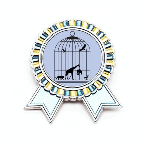 Brosche mit Tiermotiven, Löwe, Beute, Art-Deco, Anstecknadel, Gewinner-Auszeichnung, Medaille, M, Metall