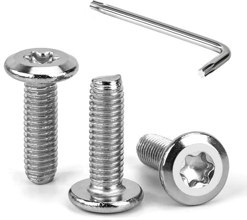 Tunejoy Vis à Tête Plate Torx M6 x 20 mm Vis à Six Pans Creux en Acier Inoxydable A2 V2A Boulons de Meubles Hexagonale avec Clé T30 Filetage Complet 30 Pièces