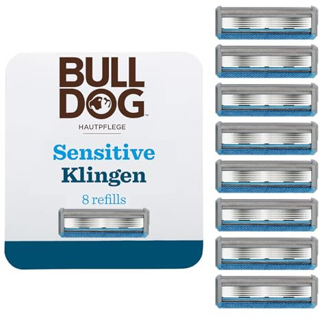 BULLDOG - Nassrasur für Männer - Sensitive Rasierklingen - 8 Ersatzklingen - 5-fach Klinge