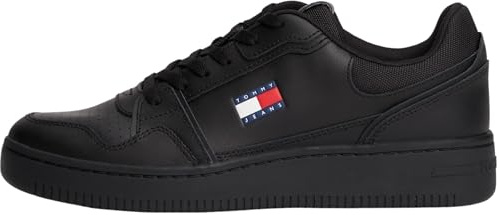 Tommy Jeans Uomo Sneakers con Suola Preformata Tjm Retro Basket Profilo Basso, Nero (Black), 44
