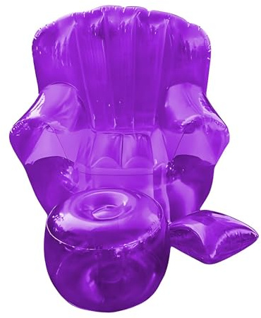 Transparente aufblasbare Couch Sofa Erwachsene, aufblasbarer Stuhl 41''x41''x28'' Clear Couch, Outdoor & Indoor Blow Up Couch for Schlafzimmer, Balkon, Pool, Rasen, Reisen(Purple)