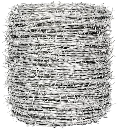 Alambre Espino 120m 1.8mm, 4 Puntas Acero Galvanizado Alambre de Púas, Anti-Robo Alambre de Espino para Manualidades, Cercas y Repelente de Plagas