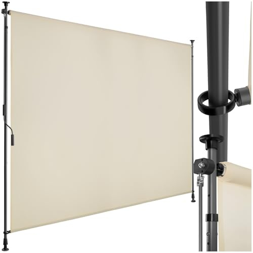 tectake® tenda da sole per esterno verticale, tende da sole per esterno frangivista balcone senza fori, con manovella, poliestere opaco, protezione UV, aste telescopiche - 200 x 310 cm, Beige