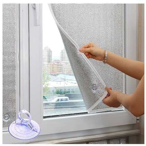 WXGZSKLV Wärmeisolierung Reflektierende Dachfenster Folie, Aluminiumfolie Sonnenschutzfolie, Hitzeschutz Fensterfolie Verdunkelungsfolie Fenster Innen oder Außen mit Saugnapf(80cm x 100cm)