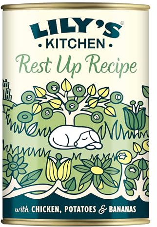 Lily's Kitchen tillverkad med naturliga ingredienser för vuxna hundar våt matburk ett kycklingregenereringsrecept med potatis och banan 6 x 400 g