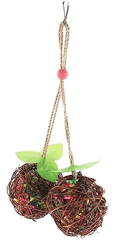 TOYANDONA Juguetes Masticables para Loros Bola Colgante de Doble Juguete de Madera para Pájaros Grandes de Búsqueda de Alimento para Loros