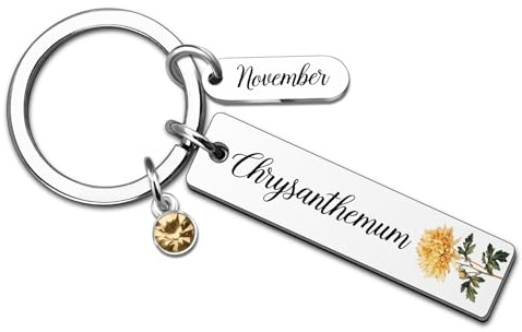 VIESUJI Birthday Gifts for Women Birth Flower Keychains Birthstone Keychain for Mom Grandma Daughter Friends Coworkers