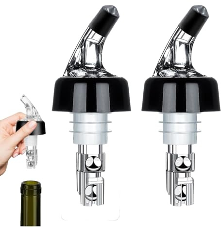 Liquor Pour Spouts - 2 Pack 30ml Wine Bottle Pourers, Precise Measuring Tools for Cocktails and Drinks, Kitchen and Bar Accessory for Home Camping Events, Easy Pour Design Bartending Use
