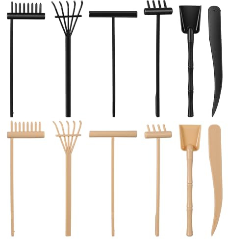 12PCS Mini Zen Garden Rake Tools, 2 Sets Zen Garden Accessories, Small Sand Zens Gardens Kits for Home, Office, Desk, Gardens Decoration, Sand Painting Meditation Accessories
