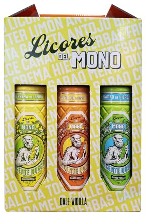 Licores del Mono Pack de 3 Sabores - Botellas de Galleta, Hierbas y Limón