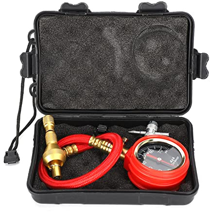 Manometro Pressione Pneumatici, Analogo con Quadrante ABS e Metallo, 0-70 Psi - Lettura Precisa, Testa Girevole 360°, per Auto e Moto