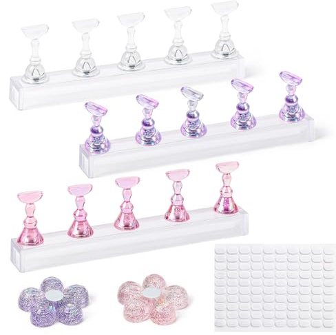 5 Set Nail Stand for Press Ons with 100 Pcs Reusable Adhesive Putty,Magnetic Nail Stands for DIY Painting Hand Salons Homes Techs Supplies