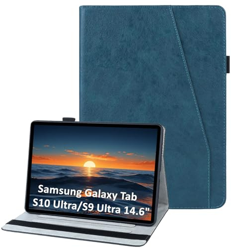 laddutoi Cover per Samsung Galaxy Tab S10 Ultra/S9 Ultra 14,6, Marrone | Custodia per Tab S10 Ultra/S9 Ultra in PU Pelle, Supporto Stand, Slot per Schede, Protettiva Flip Folio Tablet Cover Case