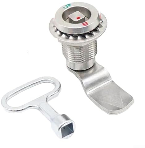 Cerradura giratoria de acero inoxidable, tensor telescópico para caja de distribución, armario, puerta, mecanismo de pestillo con llave, acabado plateado de 26 mm (BH16)