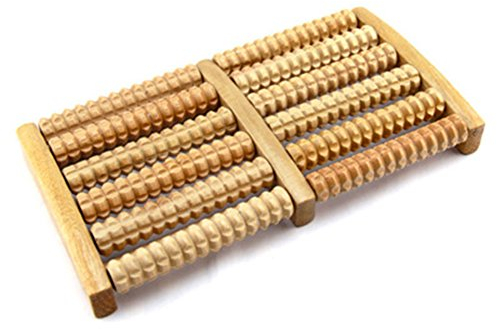 Fußmassagegerät aus Holz, 6 Reihen, Fußmassage, Fußmassage, Fußroller, entspannt Müdigkeit, lindert Fußschmerzen, Stress