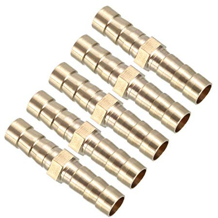 sourcing map 8mm Brass Barb Hose Fitting Straight Connector Coupler 5pcs
