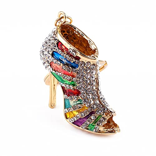 Hztyyier Kristallrhinestone Keychain, einzigartiger Absatz Form Schlüsselring Charme Anhänger für Handtaschen Beutel Dekorations Feriengeschenk