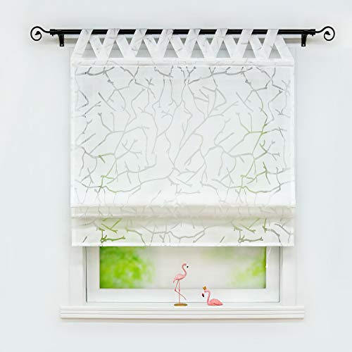 Joyswahl Voile Raffrollo transparentes Raffgardine mit Ausbrenner-Motiv »Alva« Schals mit V-Schlaufen Fenster Vorhänge BxH 120x140cm Weiß 1 Stück