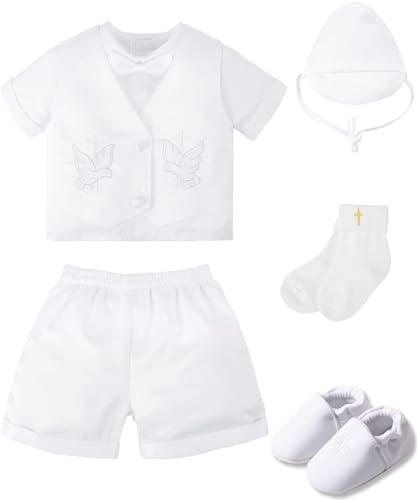 A&J DESIGN Baby Christening Outfits for Boys Baptism Suits With Shoes Set 6-9 Months