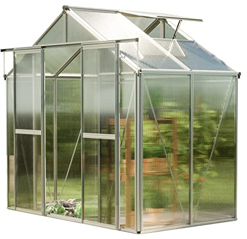 GFP Serre Saphir 2 Cadre Aluminium 259x133 cm Plaques Double paroi 8 mm indéformables & résistantes aux intempéries