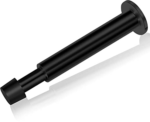 KOLAKO Long Door Stop for Skirtings, Black, 1 Piece, Wall Mount, Adjustable, Modern, Heavy Duty, Stainless Steel, Rubber Tip, Quiet, Peace of Mind