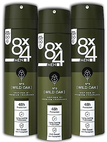 3-pack 8 x 4 män anti-perspirant spray deodorant deodorant spray nr 8 vild ek 3 x 150 ml