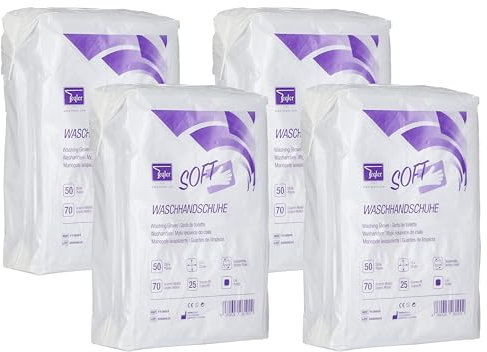 Teqler® Imprägnierte Einweg-Waschhandschuhe, 50 Stück (Packung mit 4)