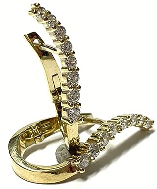 Creolen Gold 333/- Gelbgold Zirkonia einfarbig glänzend poliert Klappcreole Scharniercreole
