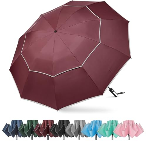 G4Free 54/62 Inch Large Inverted Golf Umbrella Windproof Reflective Stripe