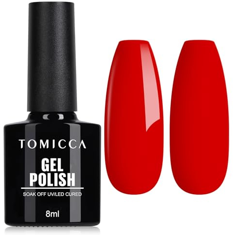 TOMICCA UV Nagellack Rot, 8ml Gel Nagellack, UV LED Soak Off Manicure Gel Lacquer Varnish