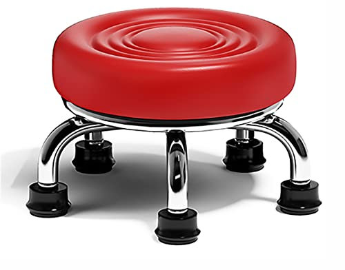 Rollhocker Runder niedriger Rollhocker mit Rädern, kleine Rollhocker-Sitze helfen beim einfachen Reinigen von Böden, leicht zu tragen, perfekt für die Fußpflege,Black2 (Red2)