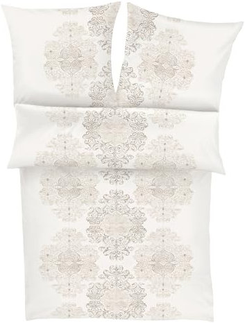 Zeitgeist Porticello Winterbettwäsche 135x200cm - 100% Baumwolle. Reißverschluss, flauschig warm, 2tlg. Bettwäsche weiß beige