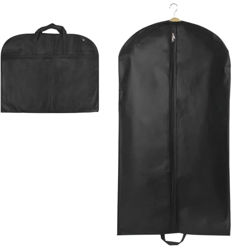 Pumuky 60 x 120cm Kleidersack, Lange Kleidersack, Anzug mit Tragegriff Aufbewahrung Kleiderhülle, Atmungsaktive Anzugtasche für Sakkos Hemden Abendkleider Anzugsack (Schwarz)