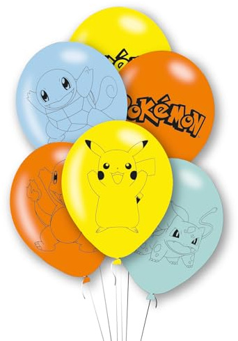 Amscan 9917112 – Lot de 6 ballons en latex sous licence officielle Pokémon pour fête d'anniversaire d'enfant 28 cm