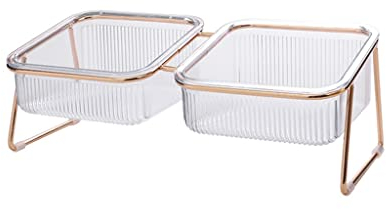 SkVLf Anti-Rutsch-Doppelnäpfe – Rutschfester Wassernapf für Katzen und Hunde mit Fressschutz – Stilvolles Gold – 30,5 cm Größe