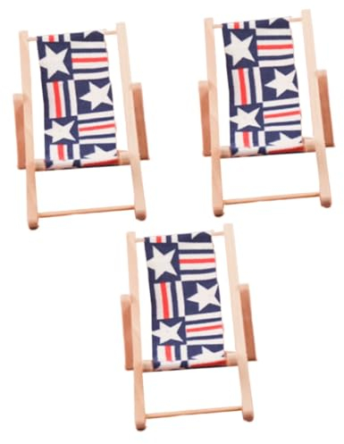Vaguelly 3stücke Strandstuhl Für Puppenhaus Holzmöbel Leicht Und Stabil Als Deko Für Mikro-Welt Kreative -zubehör Für Puppen Und Fotografie Stil a