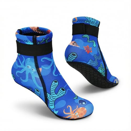 Summshall Neoprensocken Kinder 3mm Warm Halten Neopren Socken Wassersocken Tauchsocken für Wassersport
