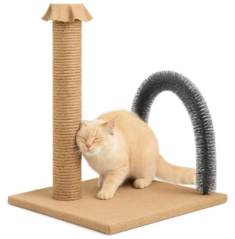 BYPET Katzen Juckreiz- und Kratzbrett Pflegegerät mit Kratzpad, Enthaarungsbogen, Kratzpappe, Kratzbogen mit Kratzbrett, Katzenrückenpflege Kratzspielzeug, Spielzeugbürste (Grau)