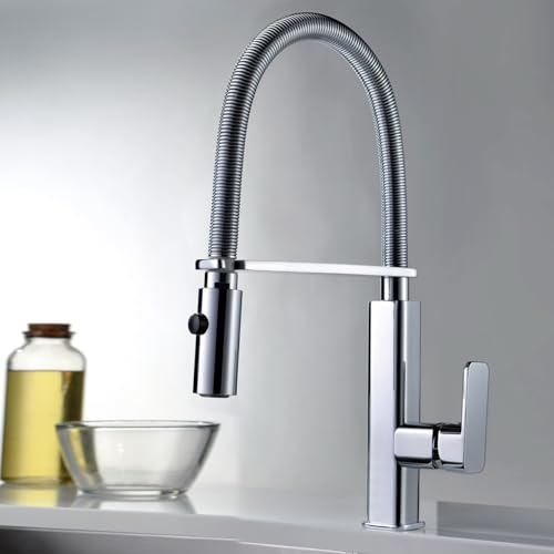 IMEX - Rubinetto da cucina estraibile | Rubinetto monocomando lavello | Rubinetto da cucina con manico flessibile a 360° | Serie Tolosa | Colore cromato