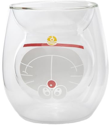 lachineuse - Tasse Katze Doreamon – doppelwandiges Glas – Fassungsvermögen 240 ml – Kaffeetasse, Tee, heiße Schokolade, Cappuccino – Deko-Tasse, japanische Manga – Geschenkidee Japan Asien