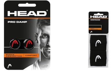 HEAD Unisex-Erwachsene Pro Damp Tennis Dämpfer, Black, Einheitsgröße & Schweißband 2.5 Zoll